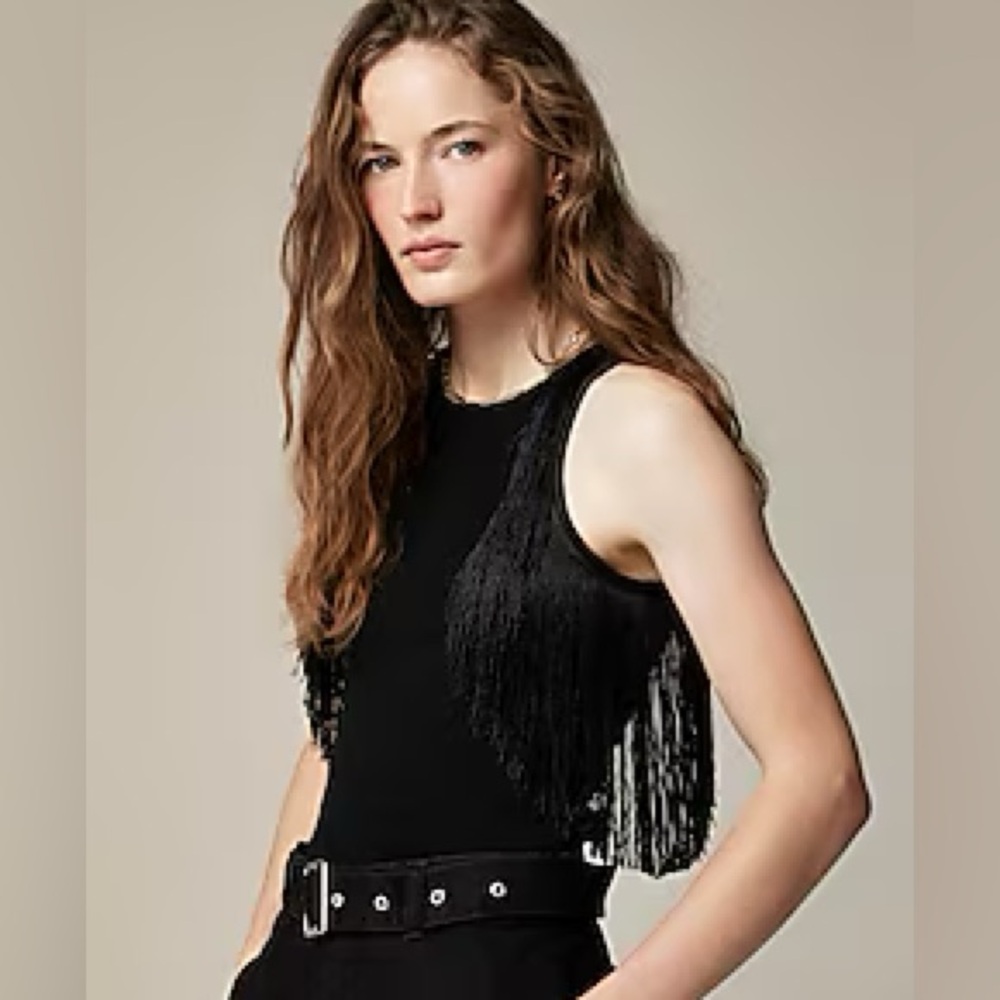 J. Crew Cashmere Fringe-Trim Sweater Tank